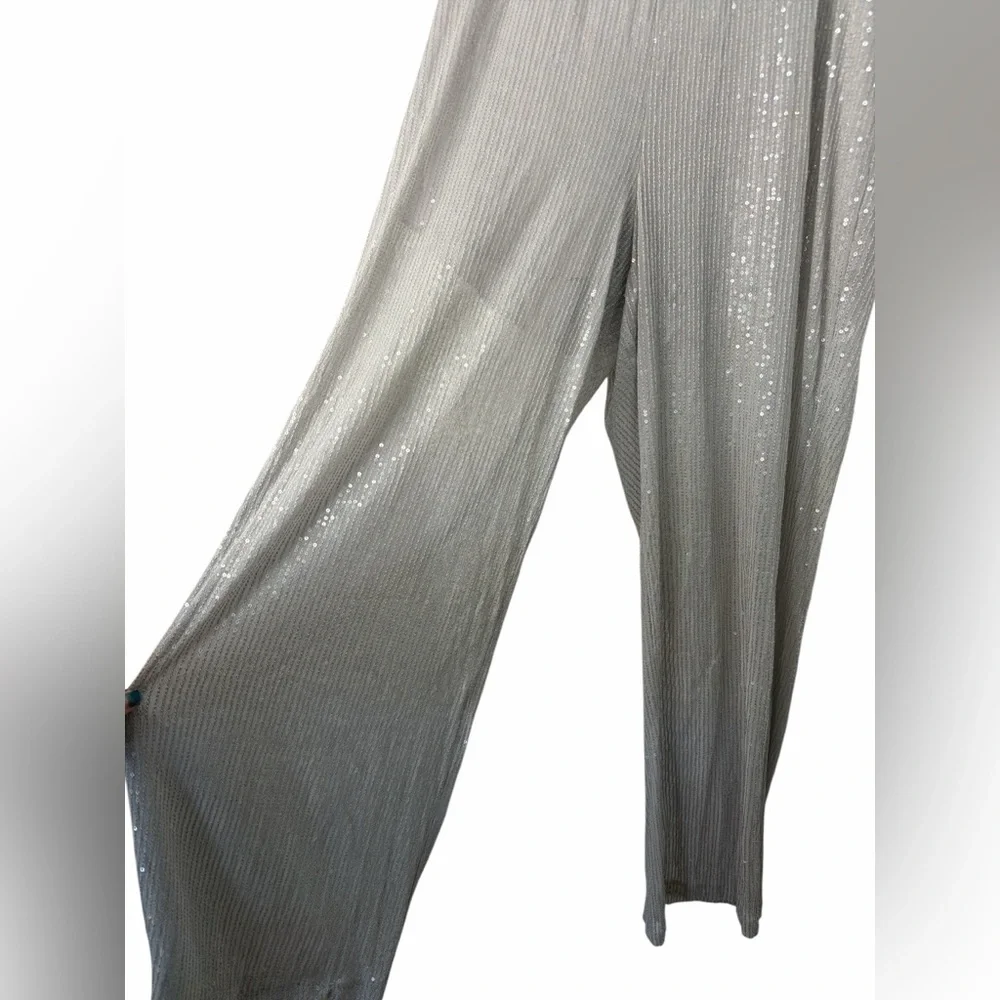 Mid-Rise Wide Leg Holiday Sequin Pants - Wild Fable Gray/Silver NWT